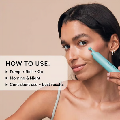Peptide Eye Serum - Cooling Rollerball Under Eye Serum for Puffiness Dark Circles & Wrinkles with Peptides Hyaluronic Acid MSM & Reishi Mushroom