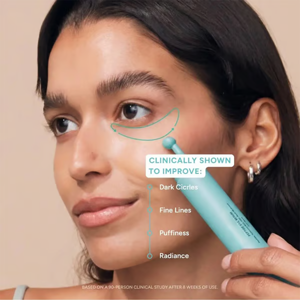 Peptide Eye Serum - Cooling Rollerball Under Eye Serum for Puffiness Dark Circles & Wrinkles with Peptides Hyaluronic Acid MSM & Reishi Mushroom