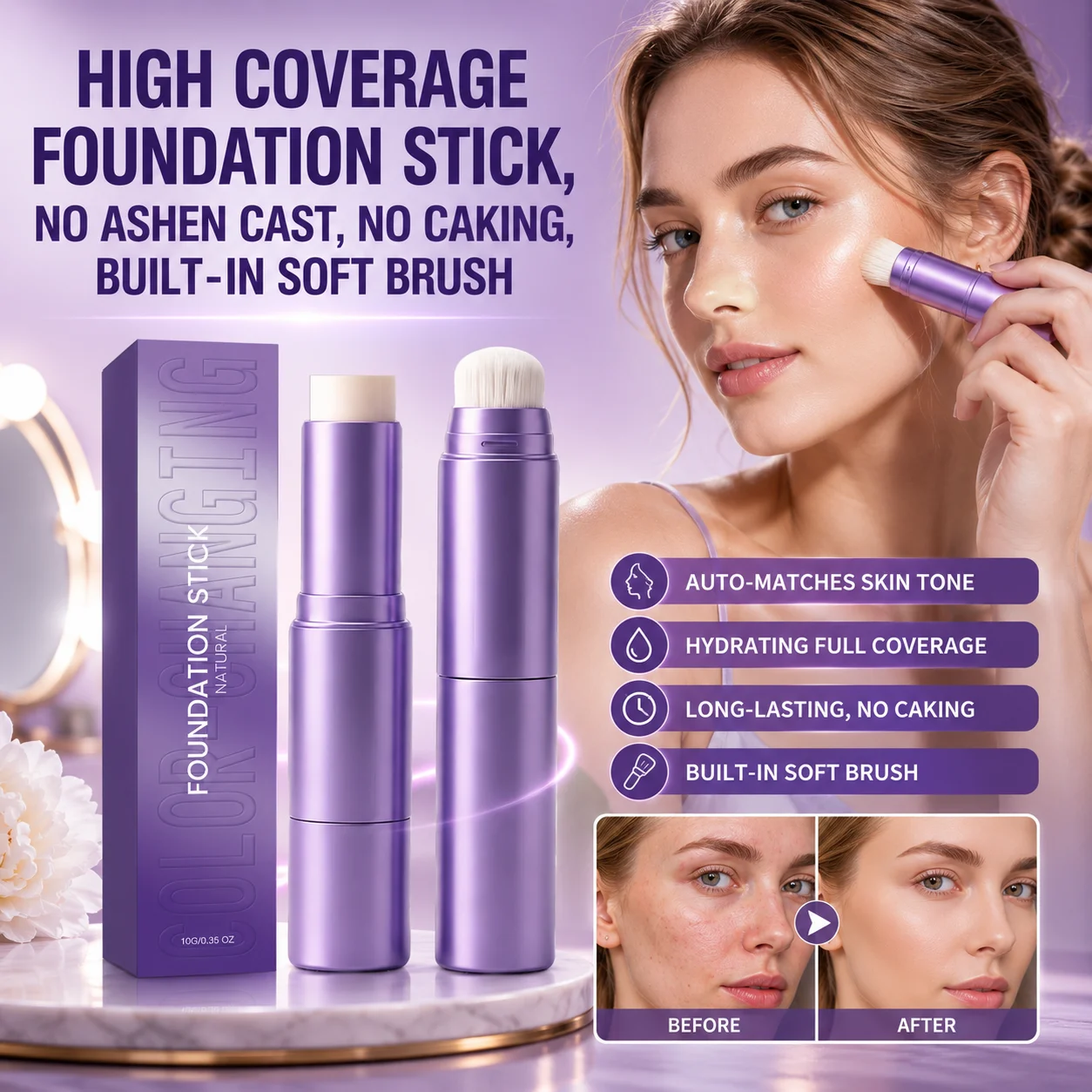 🔥 Final 5 hours—half-price offer! 🛒 The latest 2026 cutting-edge tech 👩‍🔬—best-selling smart color-changing foundation ✨